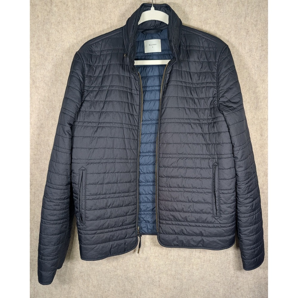 Billy Reid Navy Walton Quilted Jacket Full Zip Packable Hood Mens Small